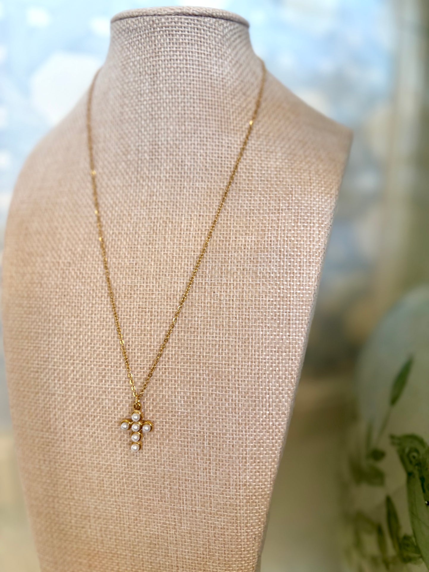 PEARL CROSS NECKLACE