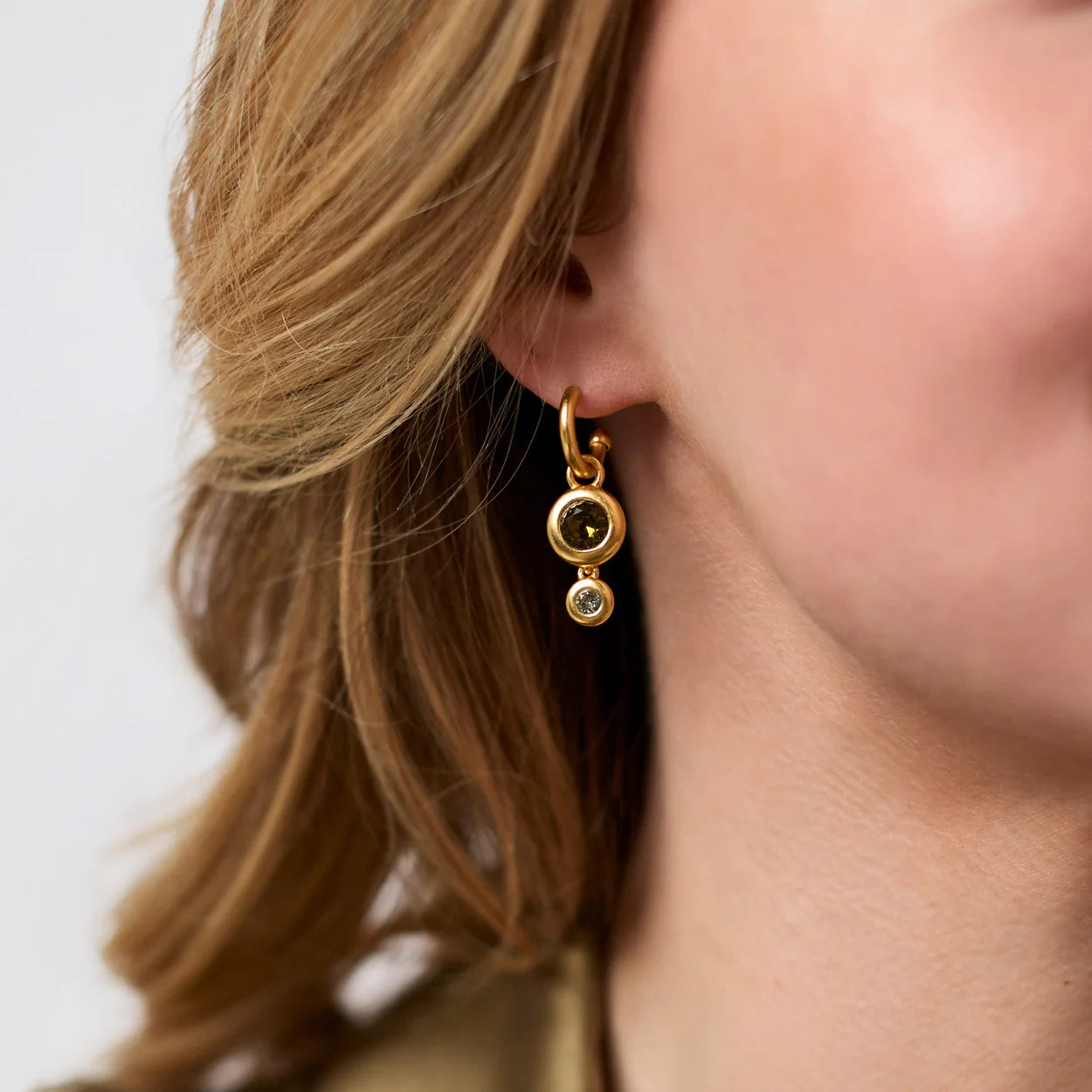 RAINBOW DOU HOOP AND CHARM EARRINGS