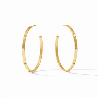 CRESCENT STONE HOOP - PEARL