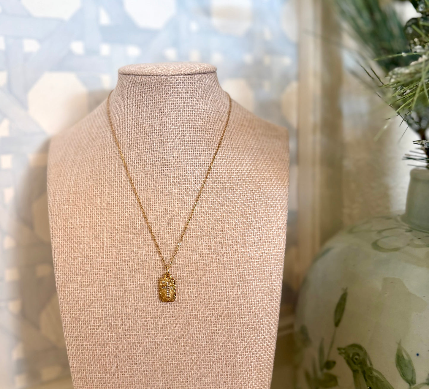 HAMMERED CROSS NECKLACE