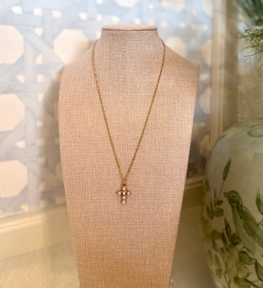 PEARL CROSS NECKLACE