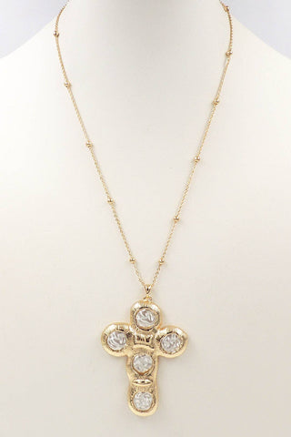 GOLD COIN CROSS NECKLACE