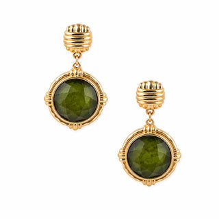 GOLD GREEN STONE EARRINGS