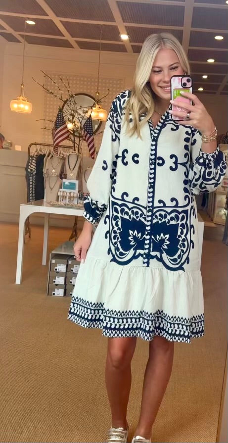JADIRA DRESS- NAVY