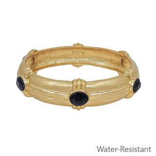 GOLD HAMMERED BLACK STONE BRACELET