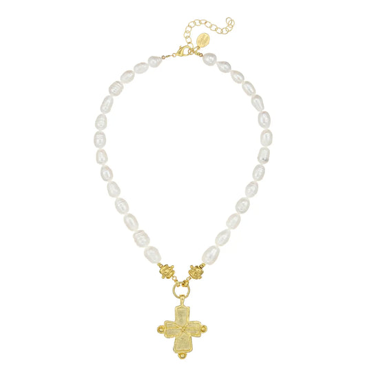 CROSS PEARL NECKLACE