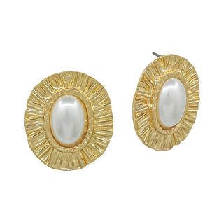 GOLD FAN PEARL EARRINGS
