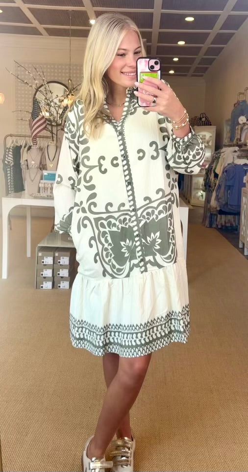 JADIRA DRESS- OLIVE