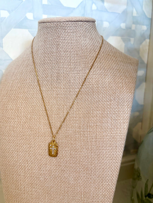 HAMMERED CROSS NECKLACE