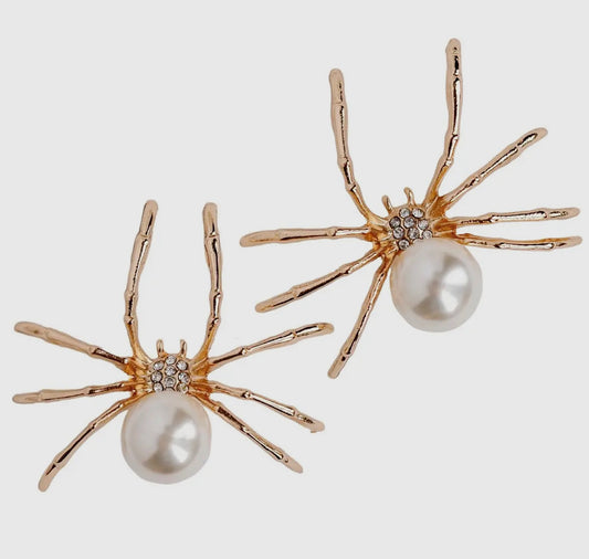 SPOOKY SPIDER EARRINGS- GOLD