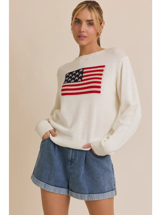 USA SWEATER- WHITE