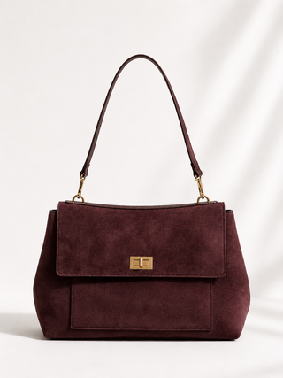 ARDEN SUEDE SHOULDER BAG - CHOCOLATE