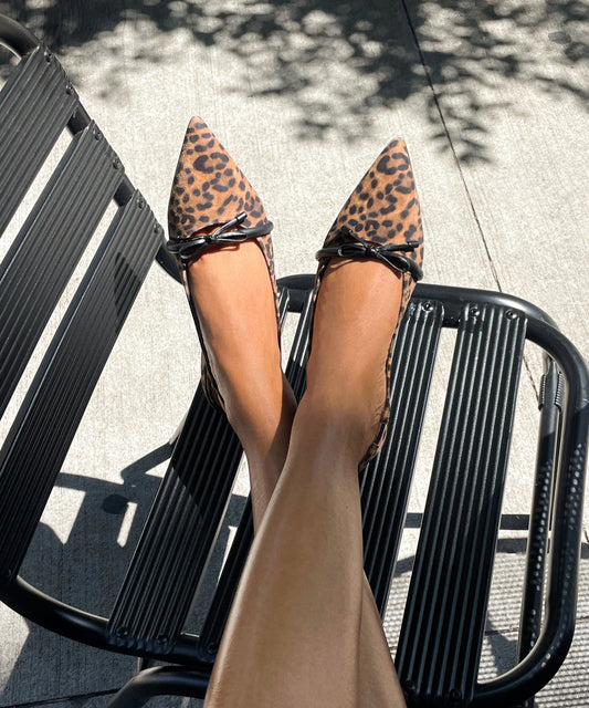 PAYGE LEOPARD SUEDE SLINGBACK FLAT