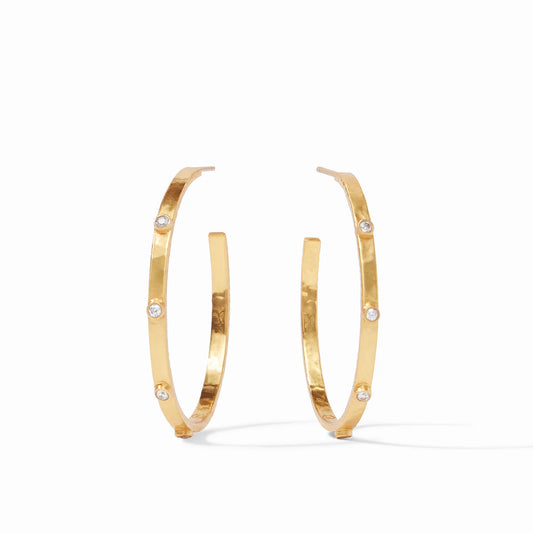 CRESCENT STONE HOOP -  L