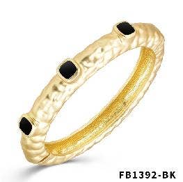 GOLD BLACK STONE HINGE BANGLE