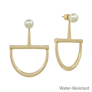 HORSE BIT PEARL STUD EARRINGS