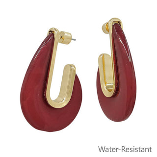 MAROON AND GOLD TEARDROP NECKLACE